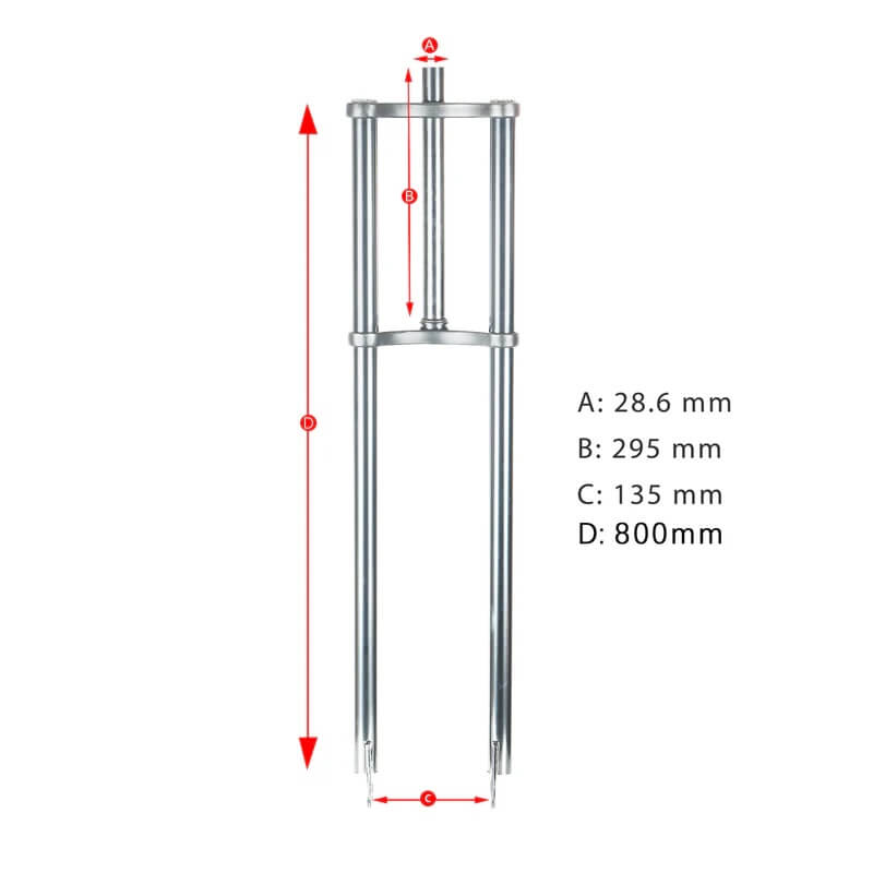 Tracer FK-TP80305135D8 Triple Tree Fork for 4.0 Tire with Disc Brake 1-1/8" (28.6 mm)