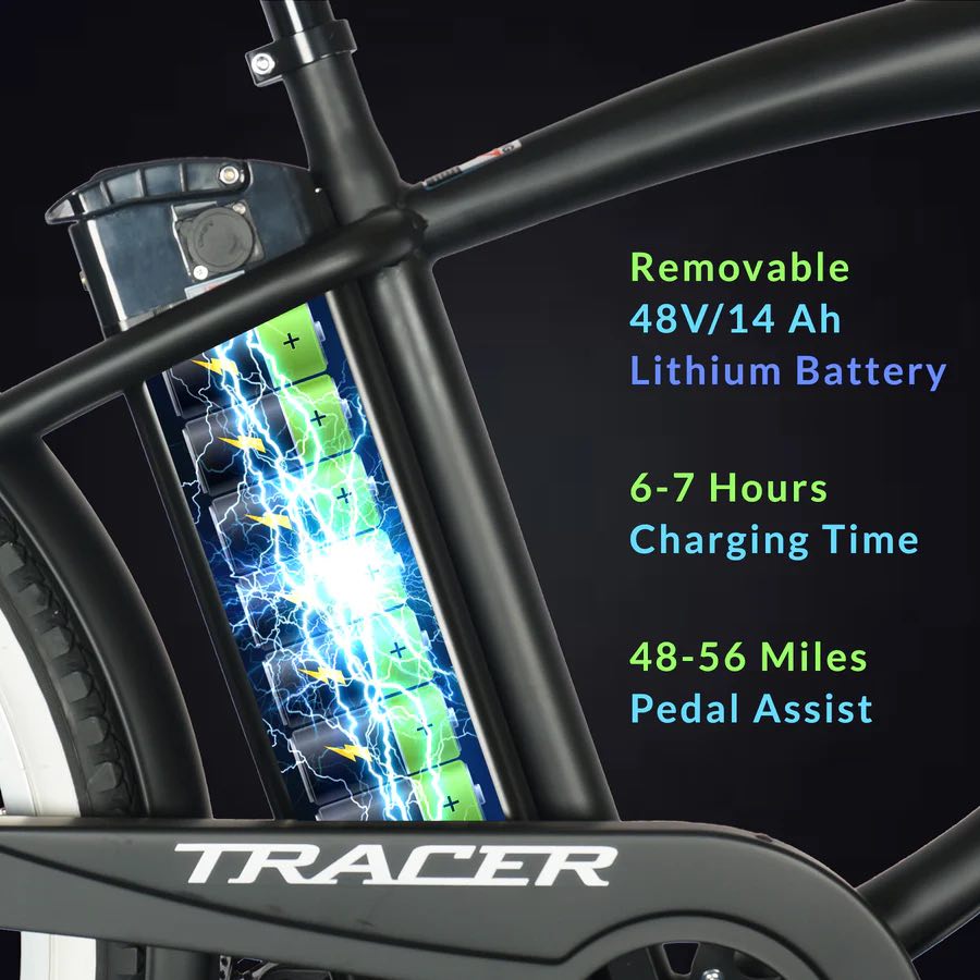 Tracer OMEGA Men's 500W 48V 26" 7 Speed Fat Tire Cruiser Electric Bike