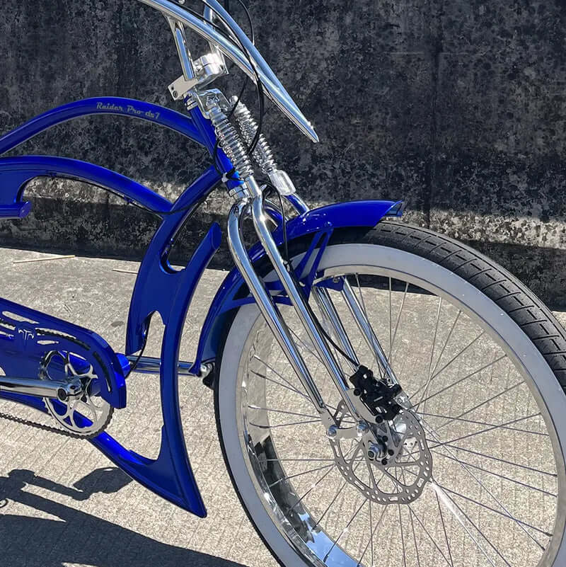 lowrider chopper bicycles Tracer RAIDER PRO DS7 26" 7 Speed Chopper Stretch Fat Tire Cruiser Bike Blue