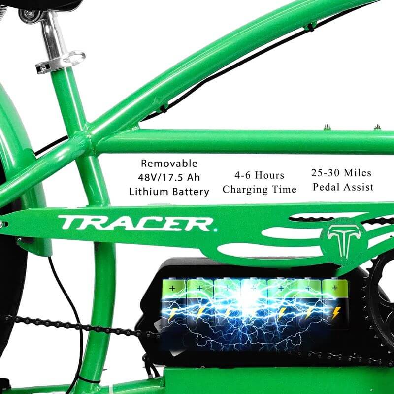 Tracer SIGNATURE PRO 26" 800W 48V Fat Tire Chopper Cruiser Electric Bike