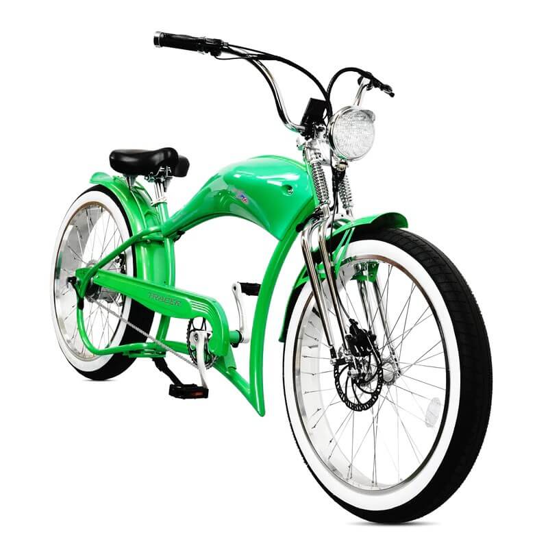 Tracer TWENTY5 DS 500W 48V 5 Speed Fat Tire Chopper Stretch Cruiser Electric Bike