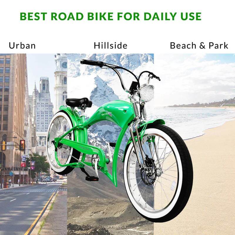 Tracer TWENTY5 DS 500W 48V 5 Speed Fat Tire Chopper Stretch Cruiser Electric Bike