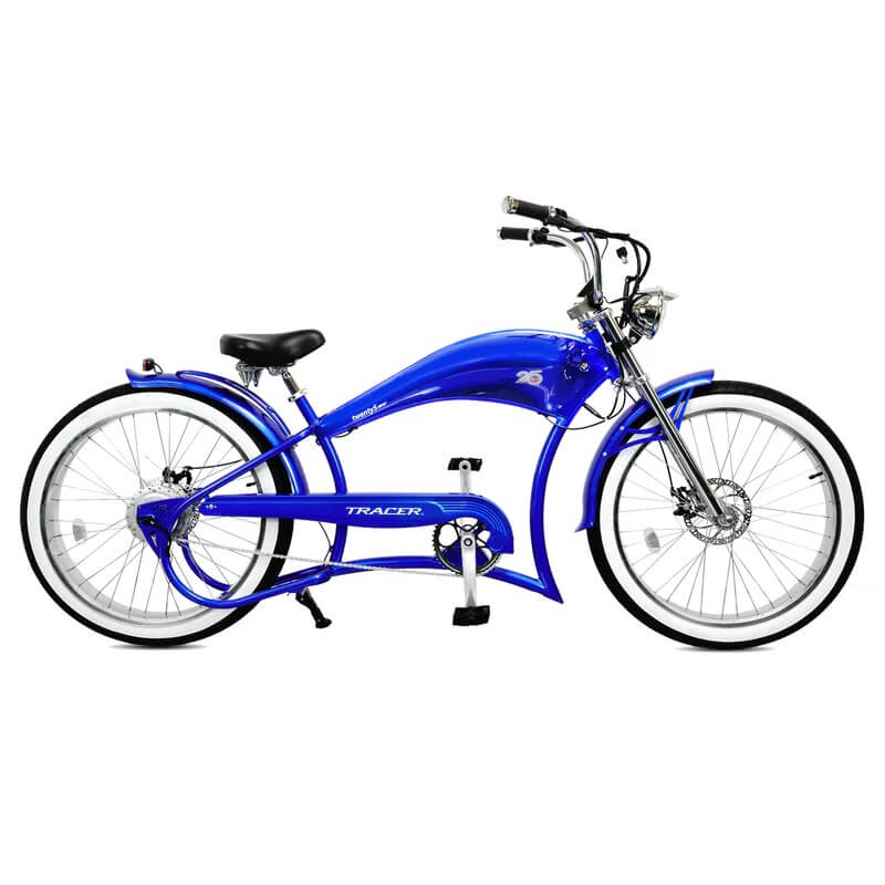 Tracer TWENTY5 GT 500W 48V 26" Fat Tire Chopper Stretch Cruiser Electric Bike