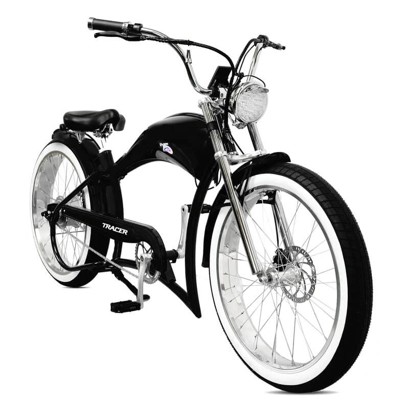 Tracer TWENTY5 GT 500W 48V 26" Fat Tire Chopper Stretch Cruiser Electric Bike