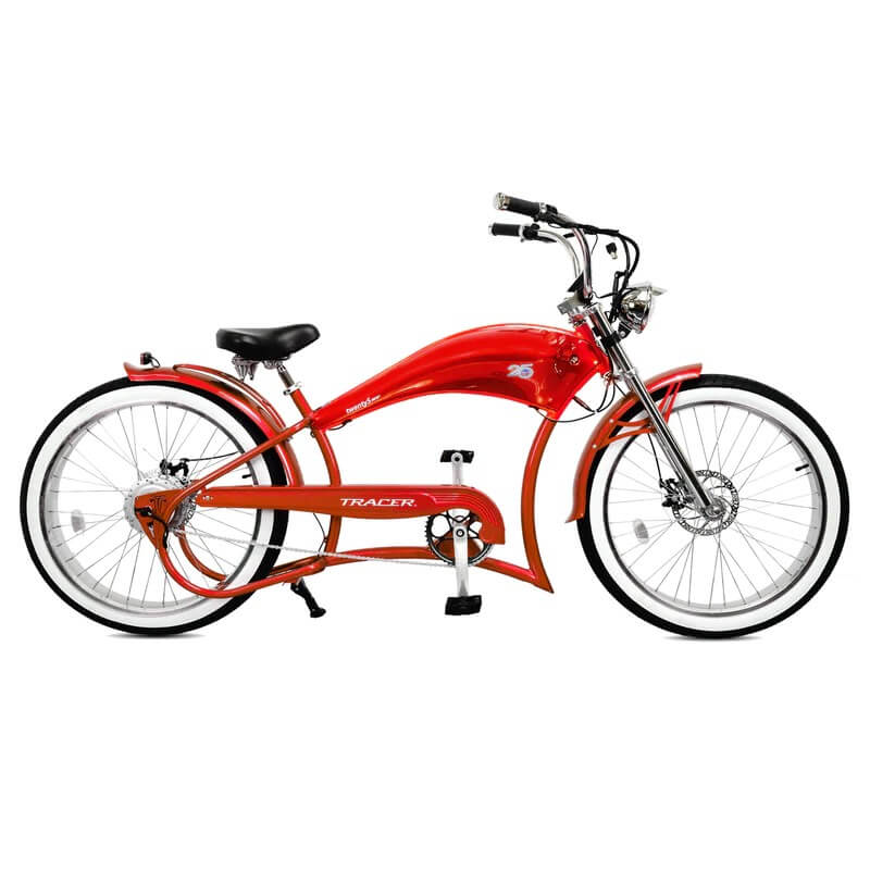 Tracer TWENTY5 GT 500W 48V 26" Fat Tire Chopper Stretch Cruiser Electric Bike