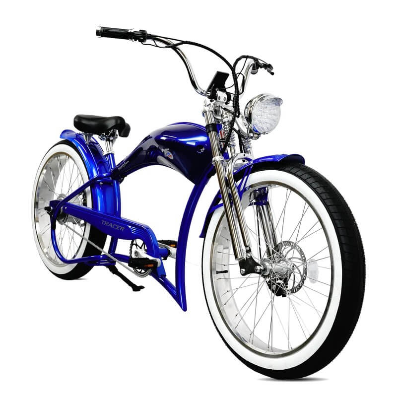 Tracer TWENTY5 GTS 500W 48V 26" Fat Tire Chopper Stretch Cruiser Electric Bike