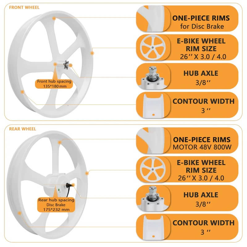 Tracer WH-EDS-A4248800 E-Bike Wheel Set with 800W 48V Motor for Disc Brake