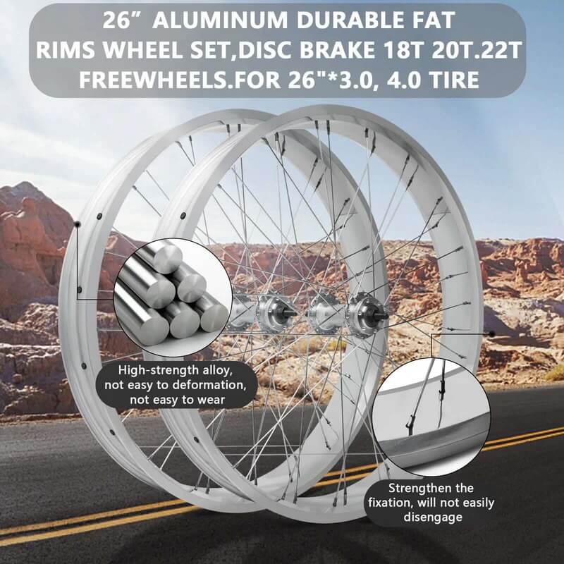 Tracer WH-T952636C Alloy Fat Rims Wheel Set for 26"x3.0,4.0 Tire Single Speed Bikes