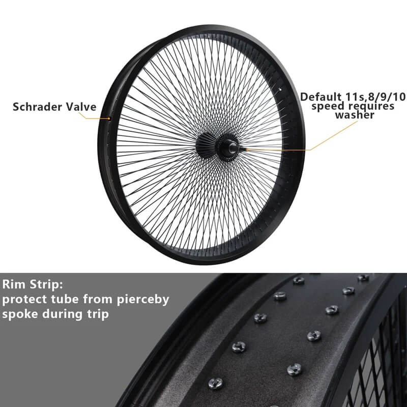 Tracer WH-TR7526140D7 26*13G*140H Fat Tire 7 Speed Rim Set/Wheel Set
