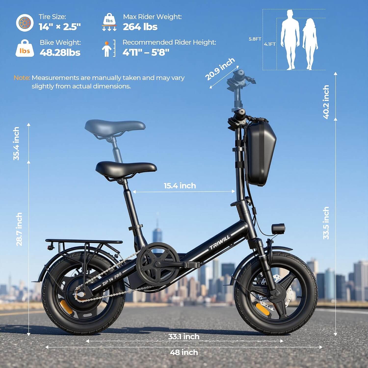 Triwill ZIP14 1000W Folding Electric Mini Bike