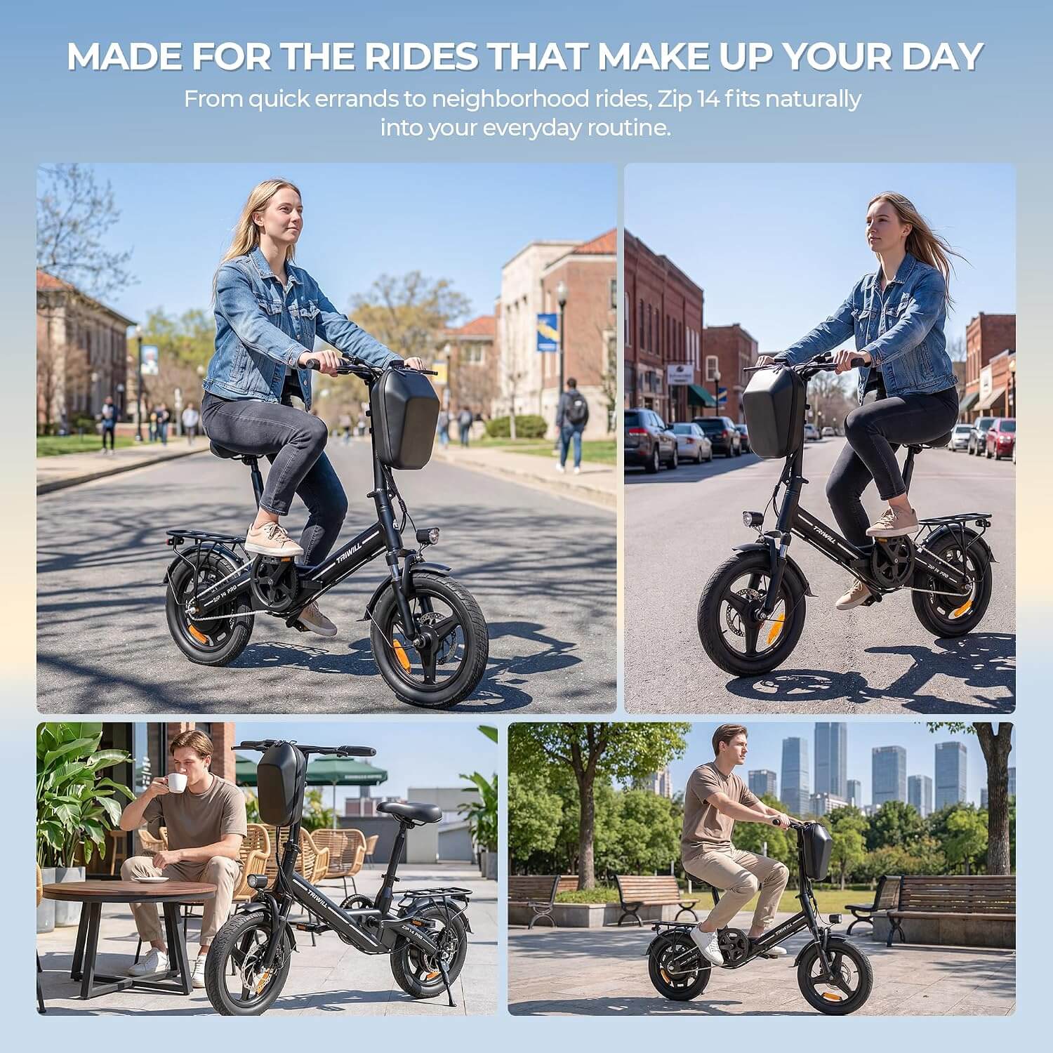 Triwill ZIP14 1000W Folding Electric Mini Bike