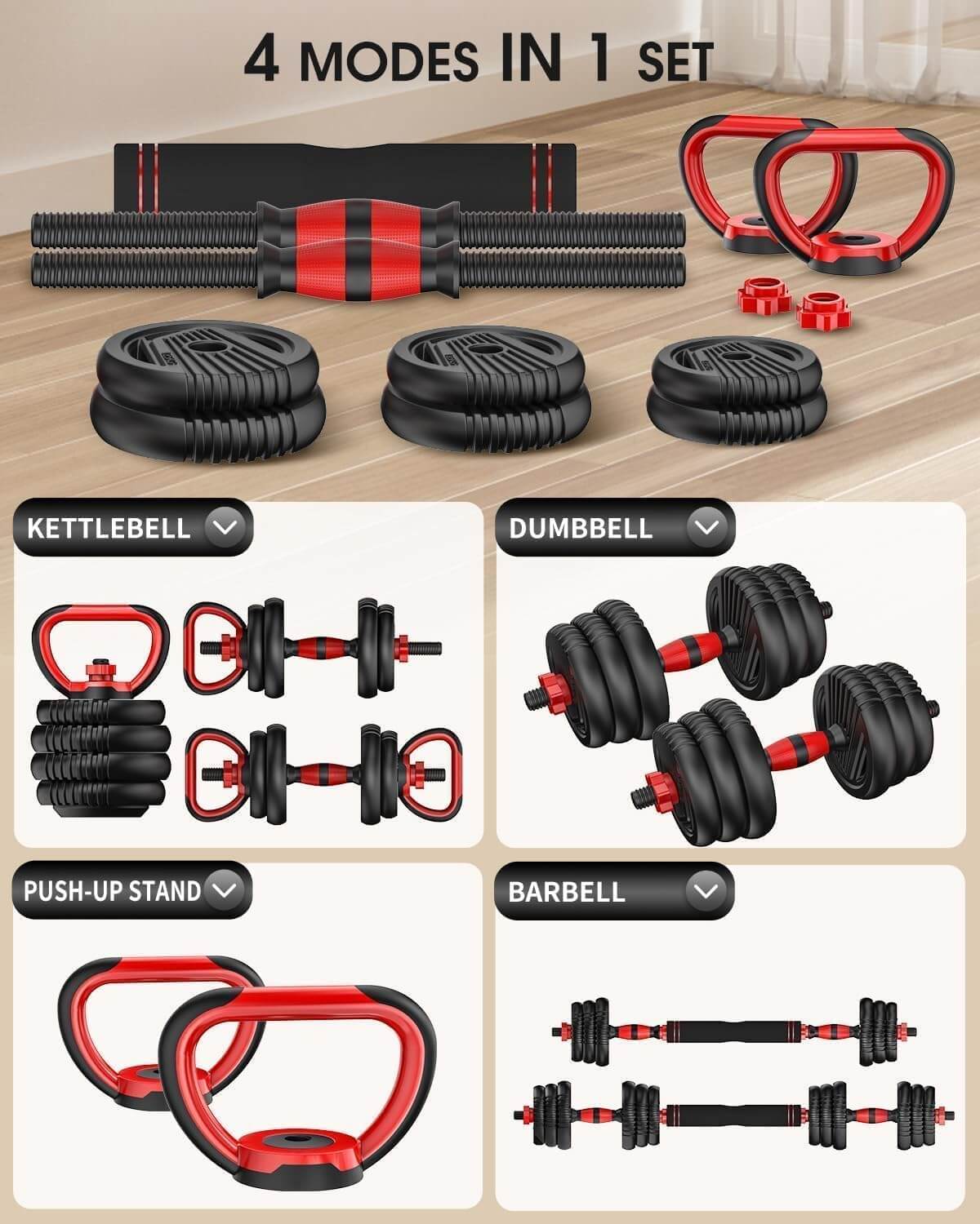 UNNMIIY 5-In-1 Adjustable Dumbbell Free Weight Set