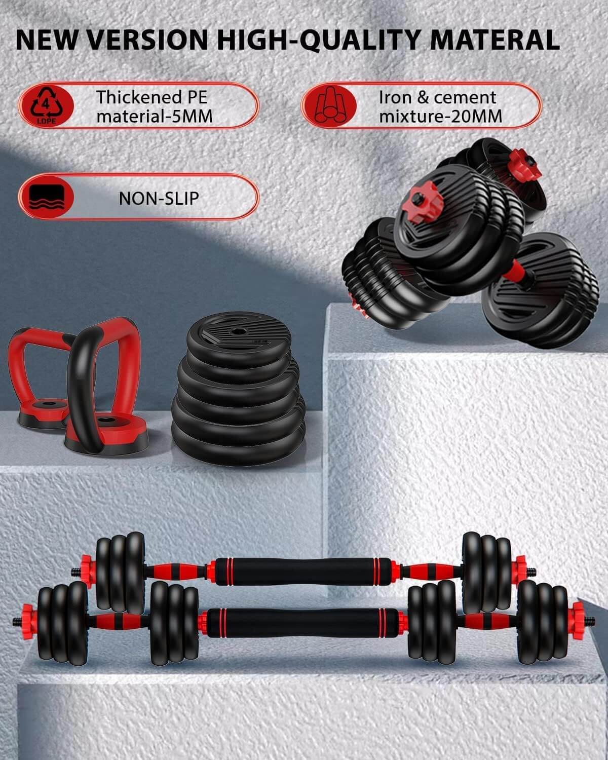 UNNMIIY 5-In-1 Adjustable Dumbbell Free Weight Set