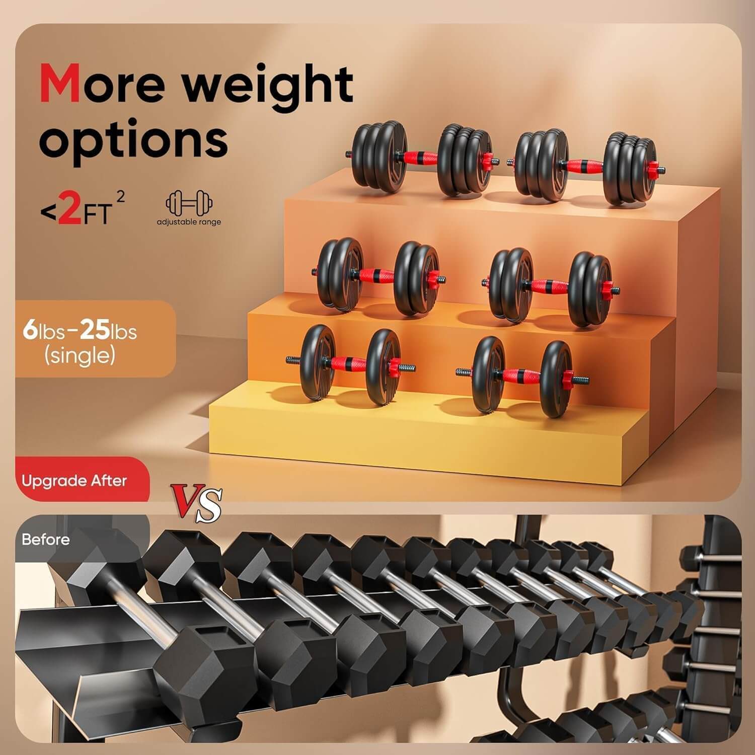 UNNMIIY 5-In-1 Adjustable Dumbbell Free Weight Set