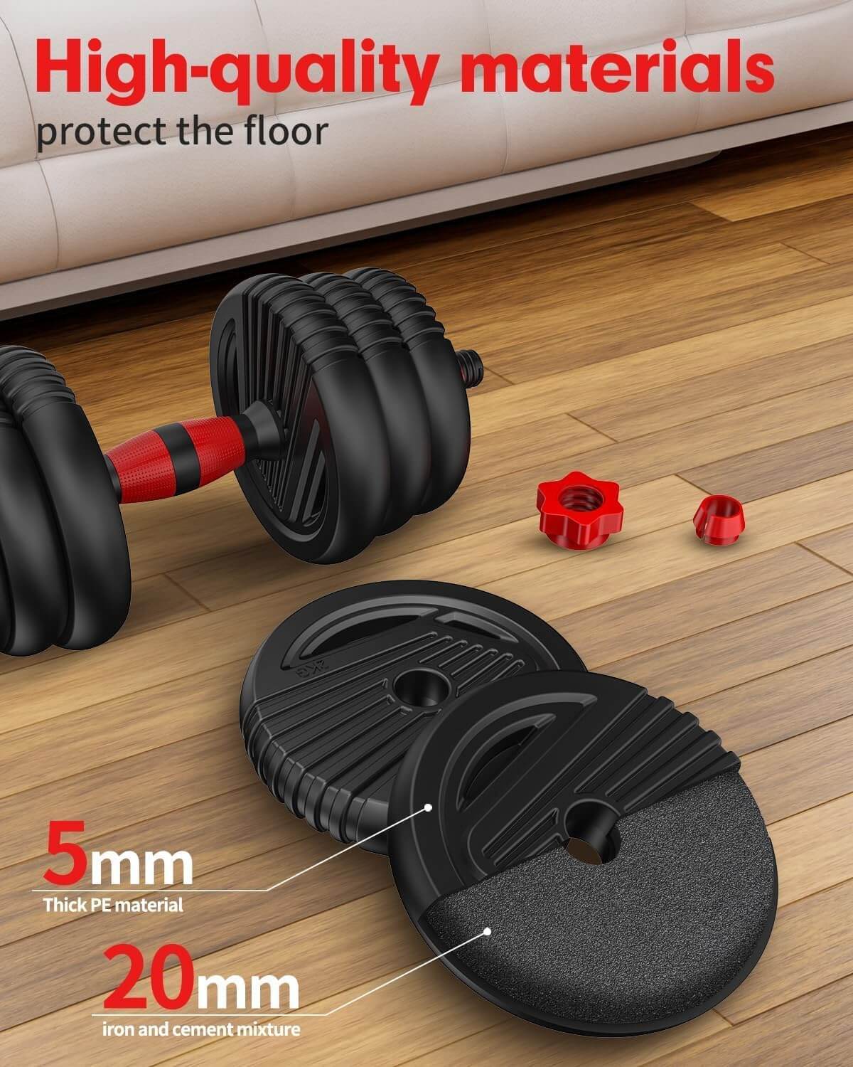 UNNMIIY 5-In-1 Adjustable Dumbbell Free Weight Set