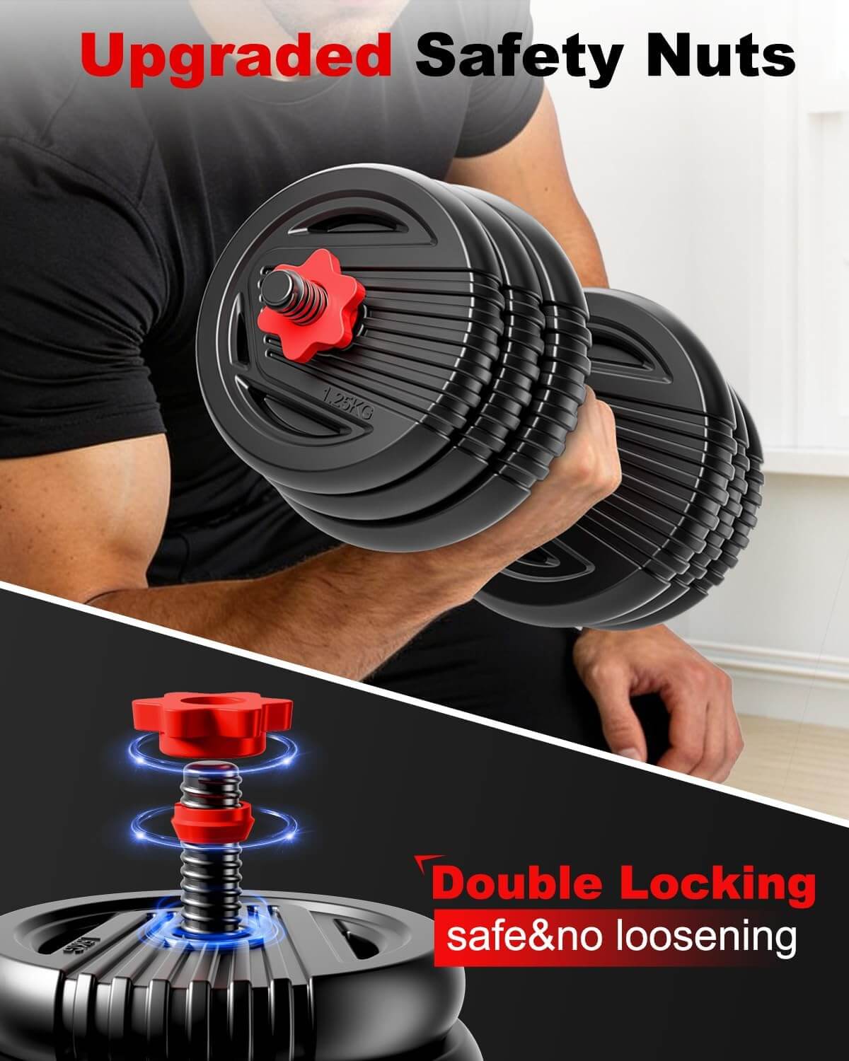 UNNMIIY 5-In-1 Adjustable Dumbbell Free Weight Set