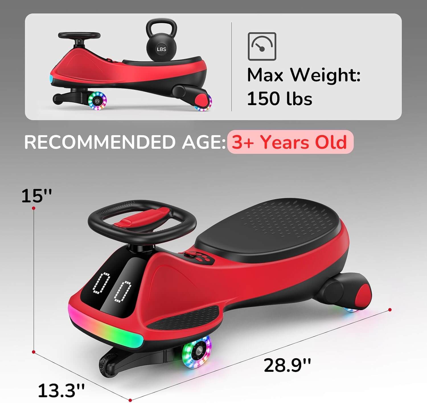 Umatoll UT501  12V 2-In-1 Electric Ride-On Wiggle Car Toy