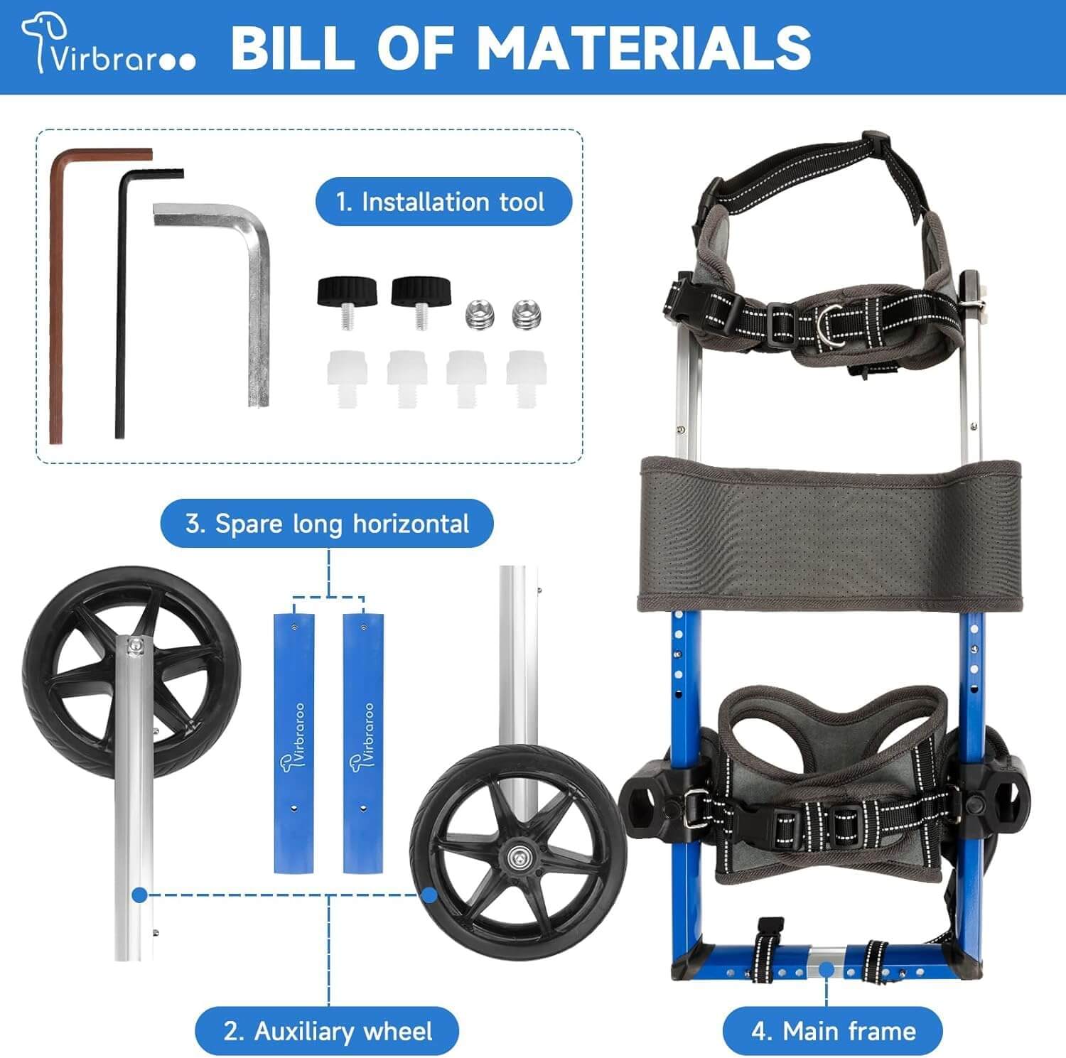 Virbraroo Dog Wheelchair for Back Legs