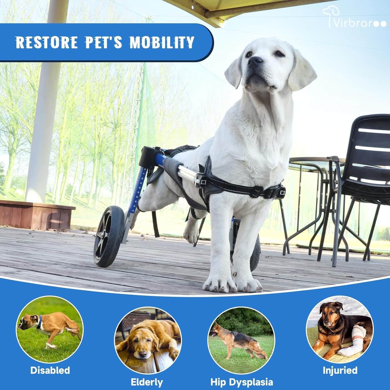 Virbraroo Dog Wheelchair for Back Legs