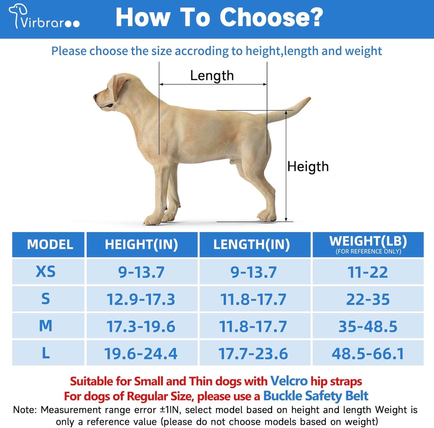 Virbraroo Dog Wheelchair for Back Legs
