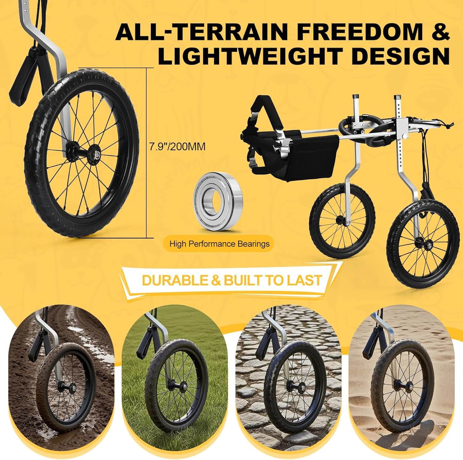 Virbraroo MEDIUM Dog Wheelchair for Back Legs, Corgi Dachshund