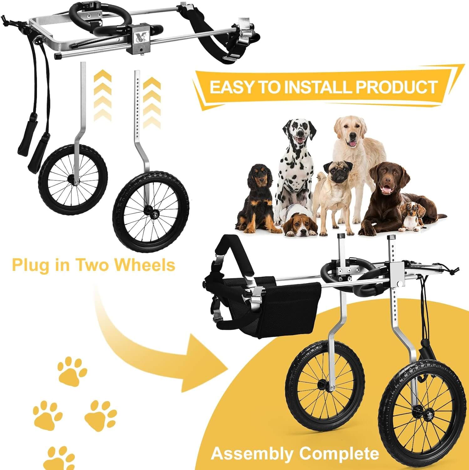 Virbraroo MEDIUM Dog Wheelchair for Back Legs, Corgi Dachshund