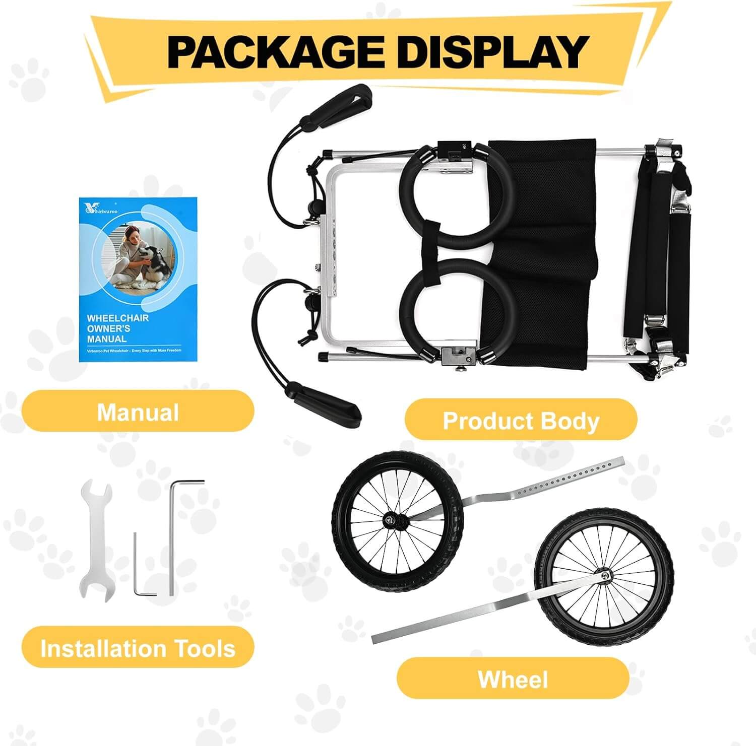 Virbraroo MEDIUM Dog Wheelchair for Back Legs, Corgi Dachshund