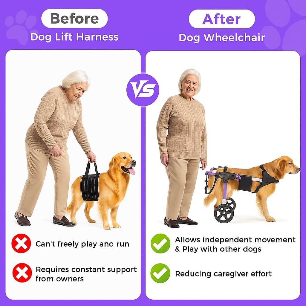 Virbraroo XXL Dog Wheelchair for Back Legs, All-Terrain Tires