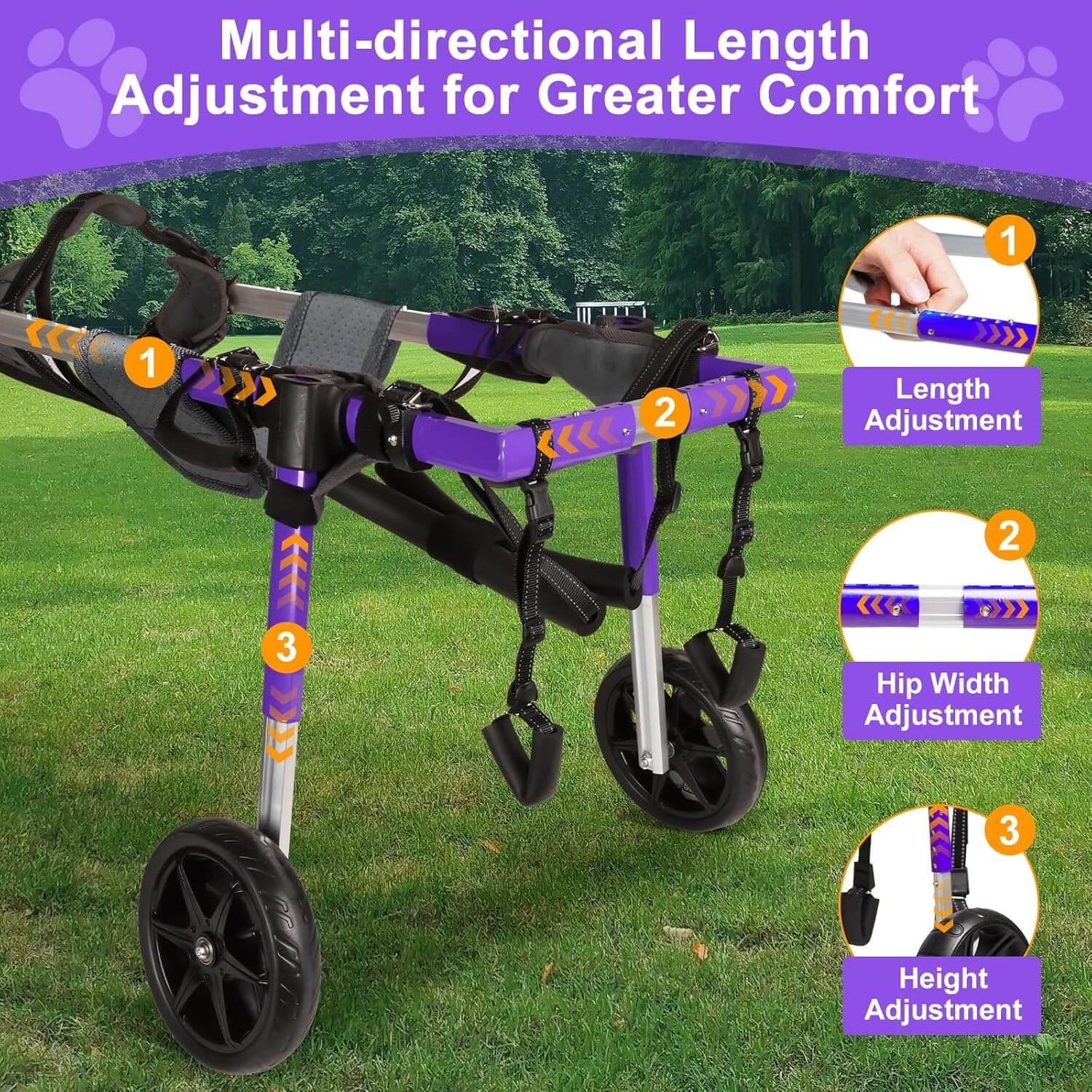 Virbraroo XXL Dog Wheelchair for Back Legs, All-Terrain Tires
