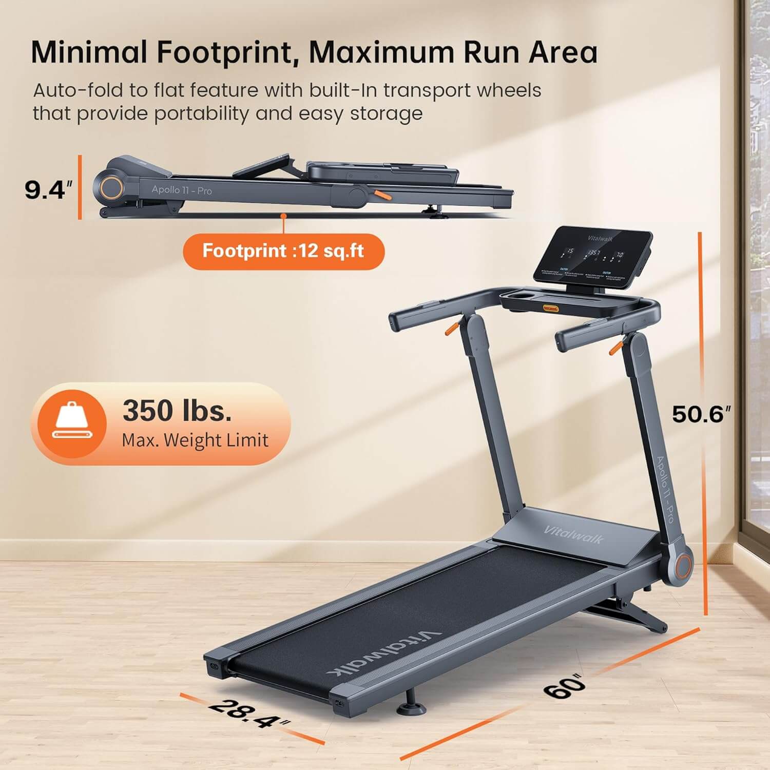 Vitalwalk Apollo 11 Commercial Foldable Treadmill