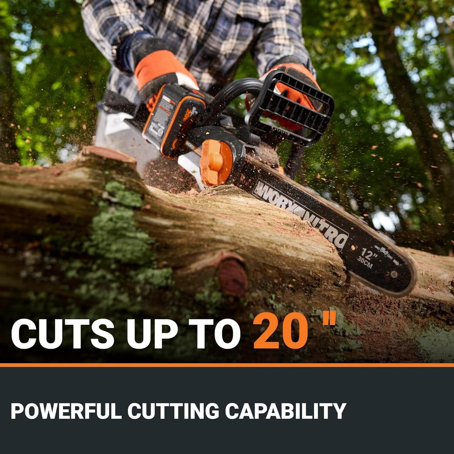 WORX Nitro WG350 20V 12" Cordless Brushless Chainsaw