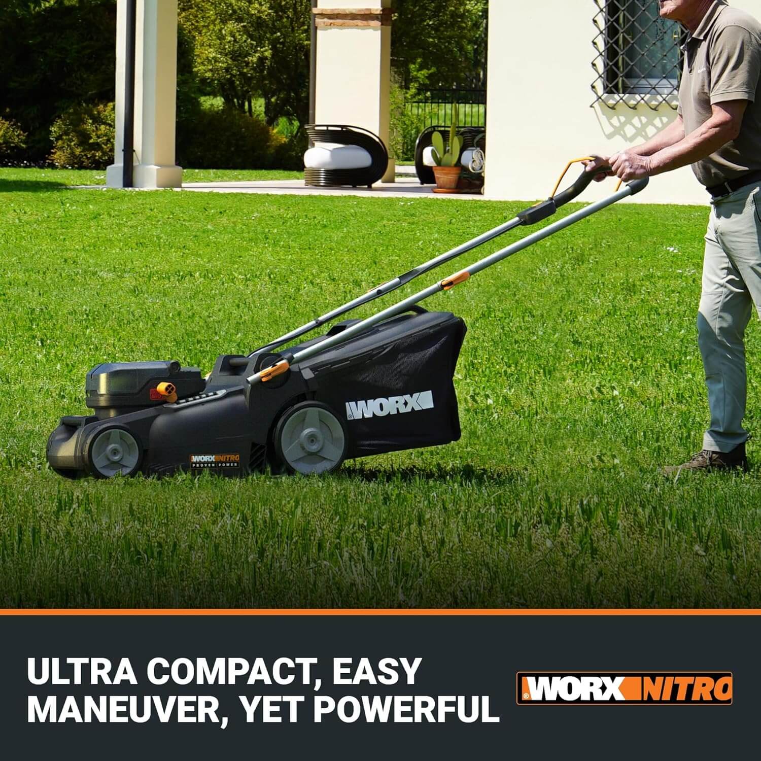 WORX Nitro WG737 16" Cordless 2-In-1 Electric Push Lawn Mower
