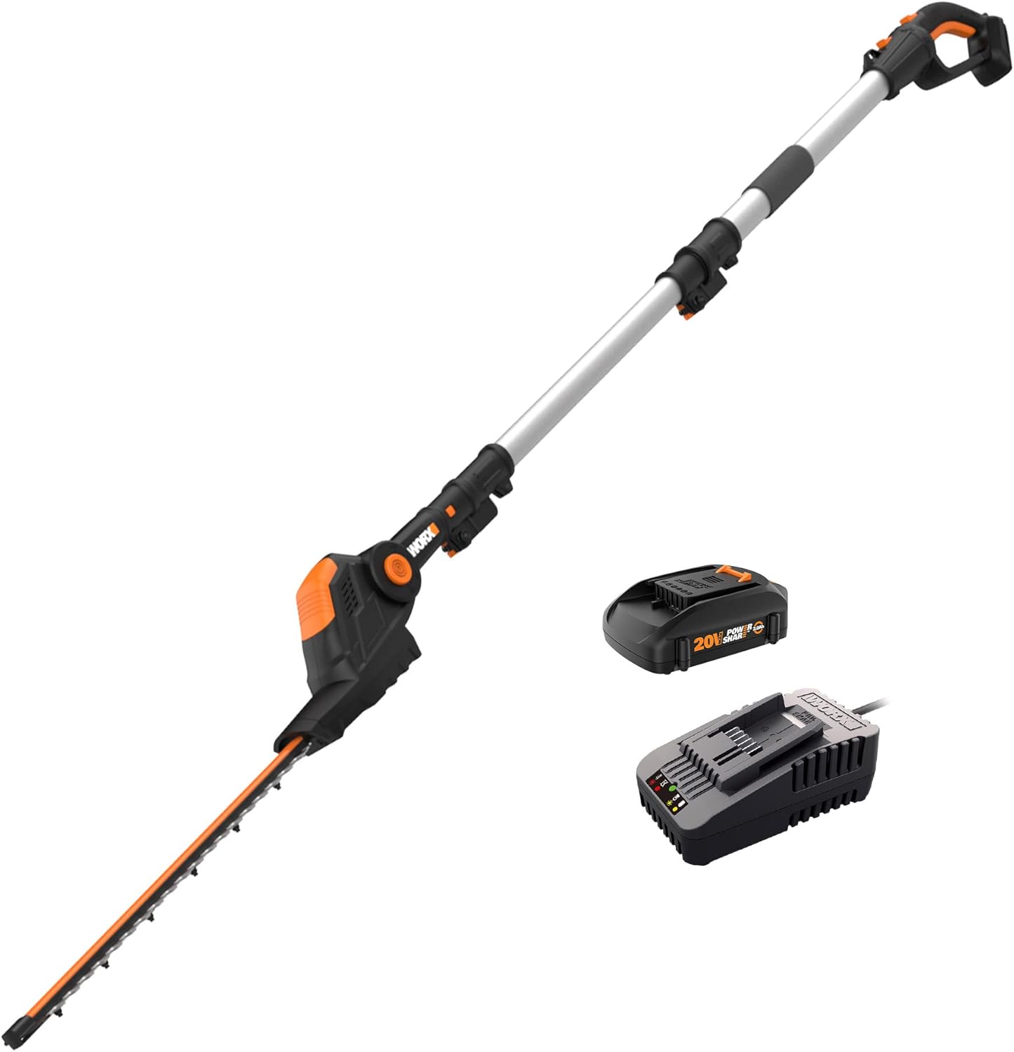 WORX WG252 20V 2-In-1 Attachment Capable Cordless Electric Hedge Trimmer