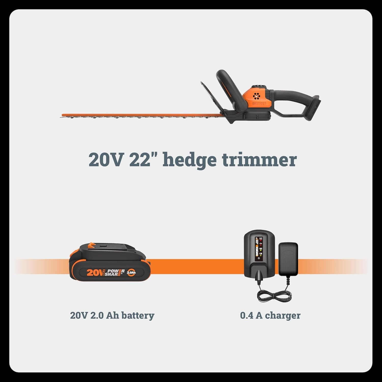 WORX WG261 22" 20V Cordless Electric Hedge Trimmer