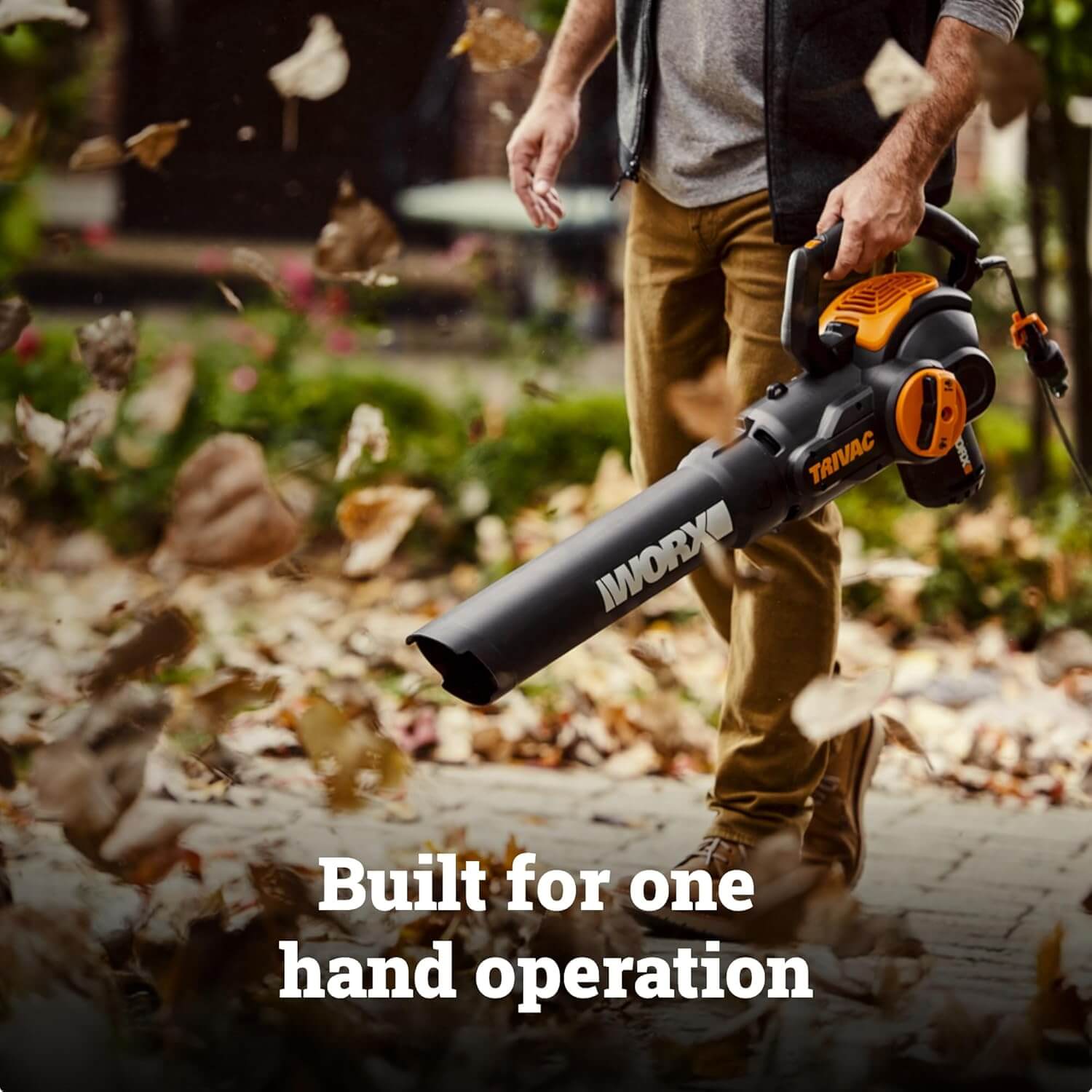 WORX WG512 600CFM 120V Trivac 3-In-1 Electric Leaf Blower, Vacuum, Mulcher