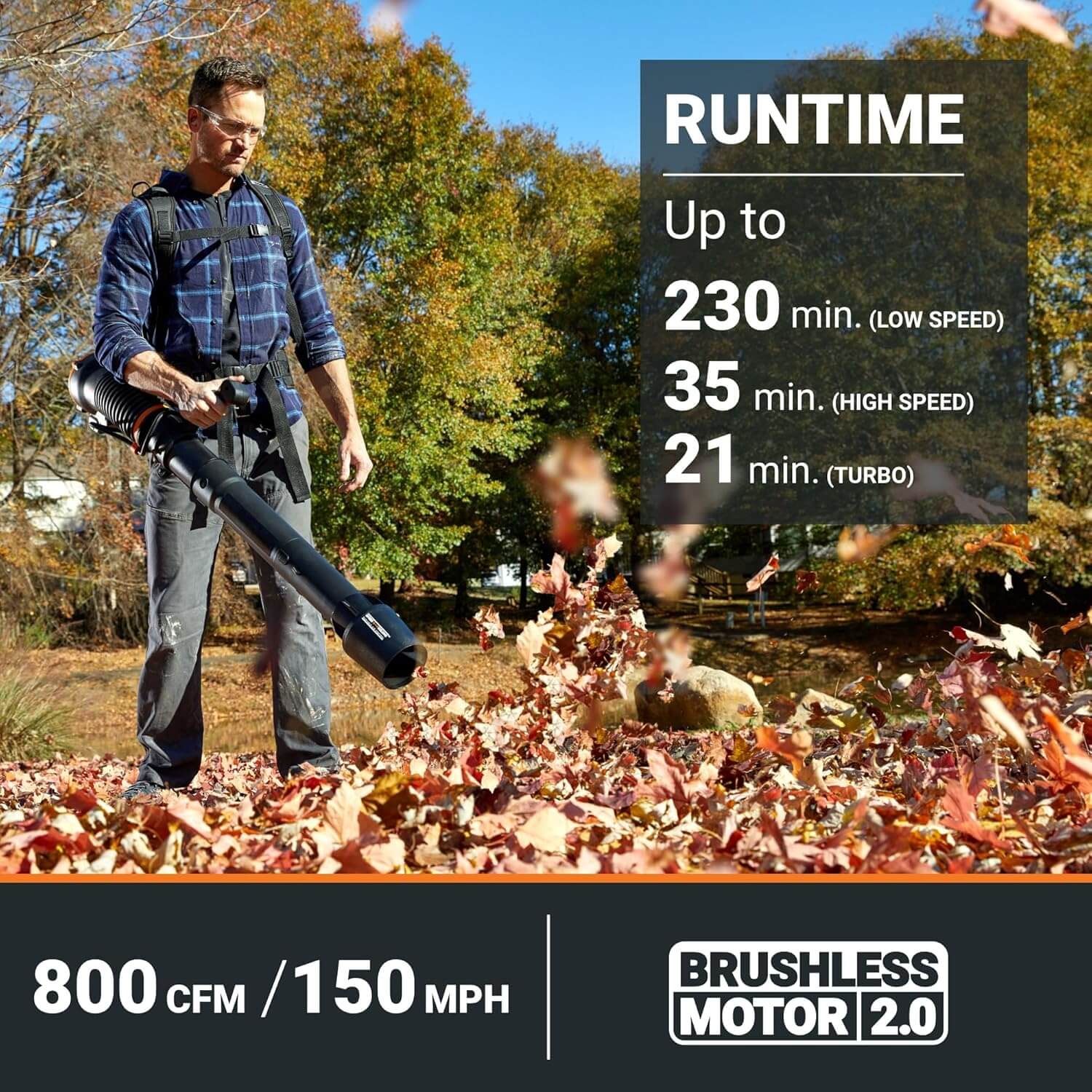WORX WG572 Nitro 800CFM 80V Backpack Cordless Leaf Blower