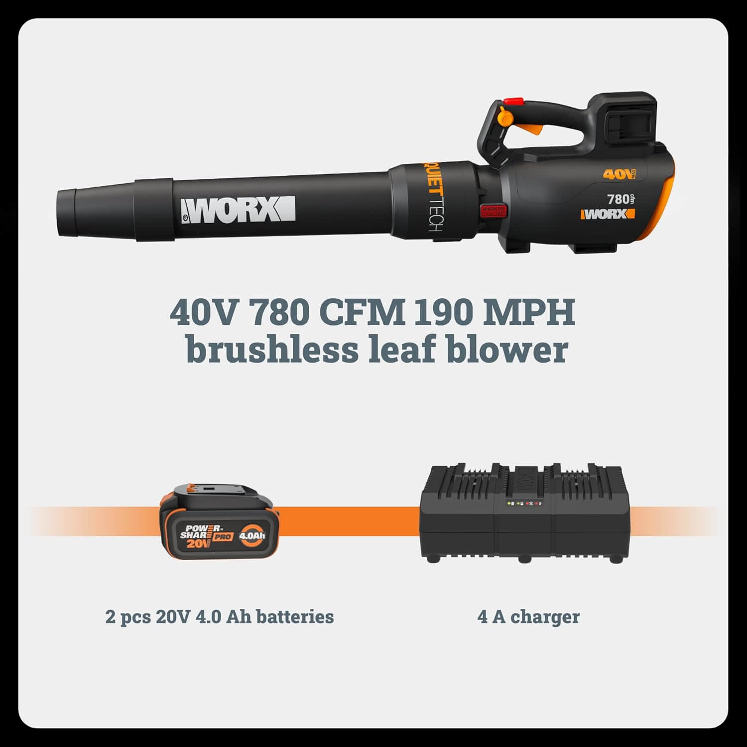 WORX WG582 780CFM 40V Cordless Leaf Blower