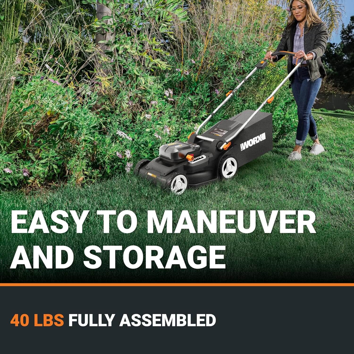 WORX WG745 17" Cordless 2-In-1 Electric Push Lawn Mower