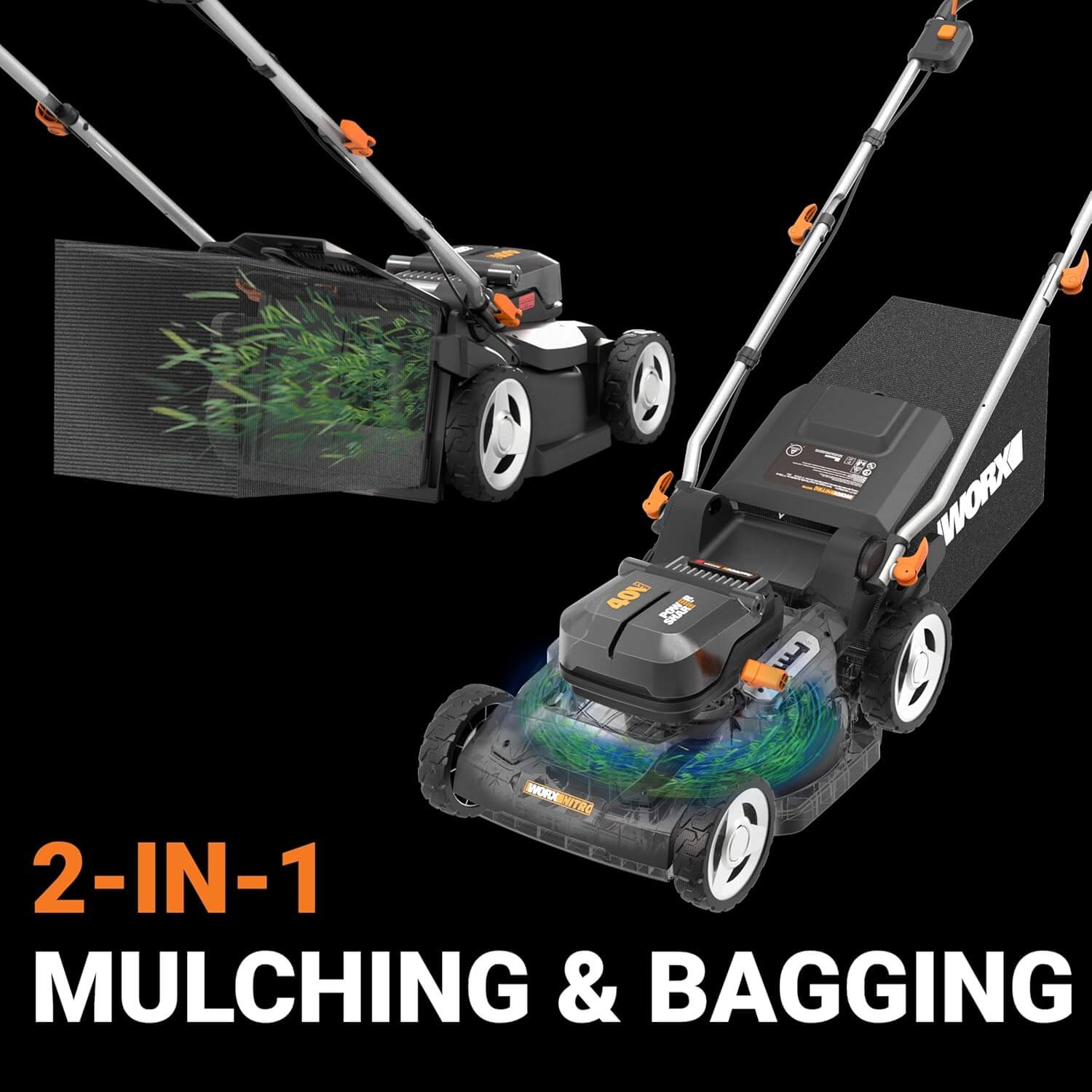 WORX WG745 17" Cordless 2-In-1 Electric Push Lawn Mower