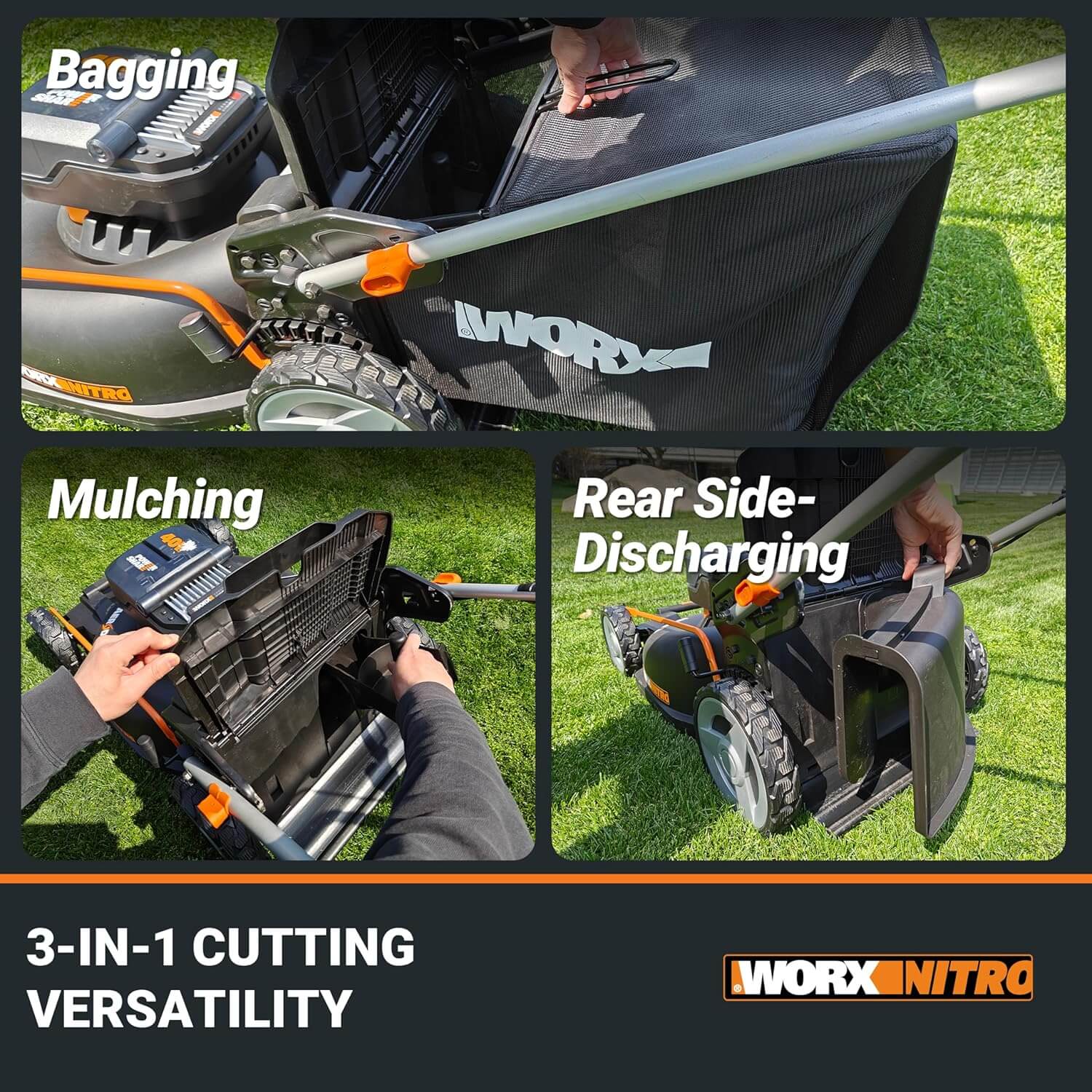 WORX WG752 40V 21" Cordless Electric Push Lawn Mower