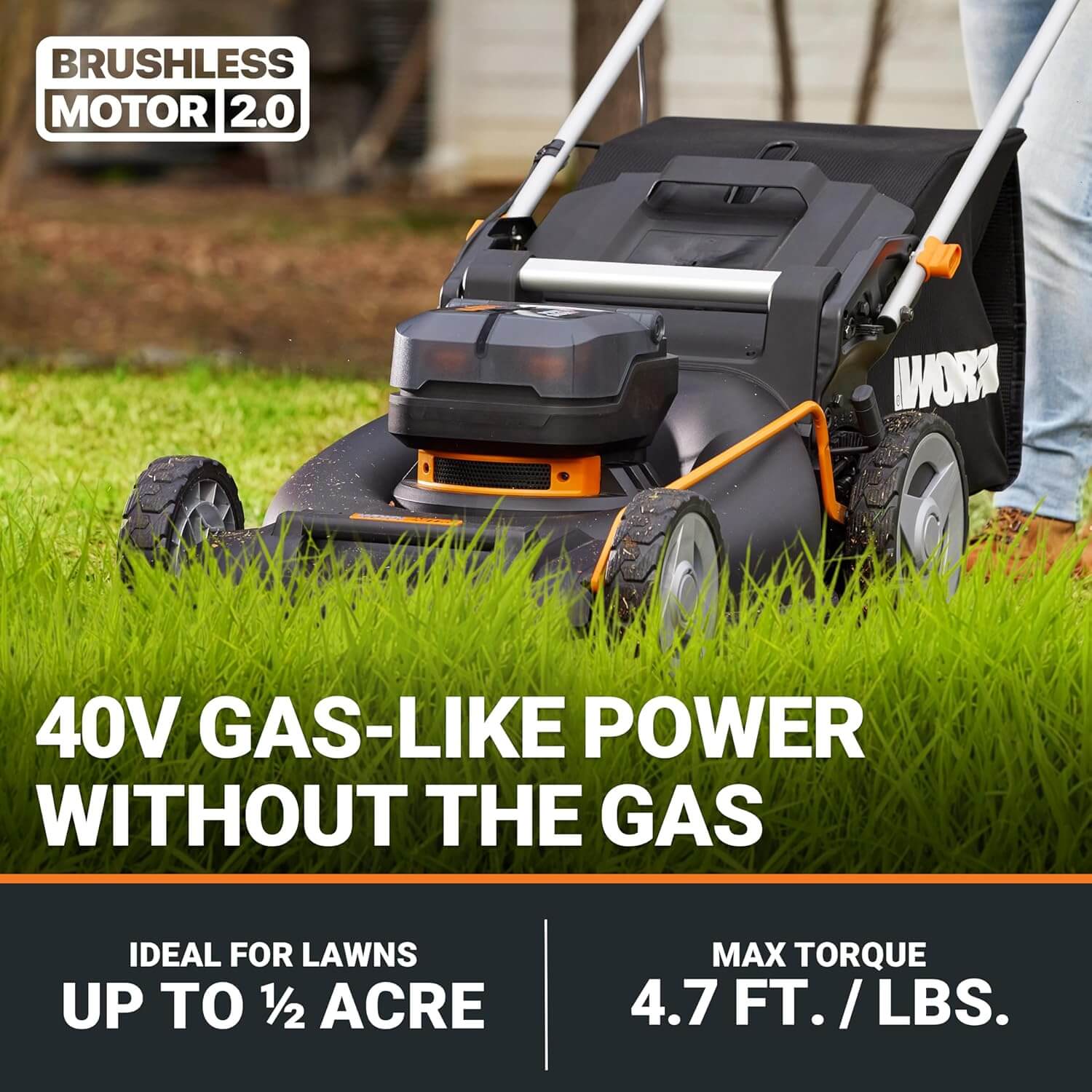 WORX WG752 40V 21" Cordless Electric Push Lawn Mower