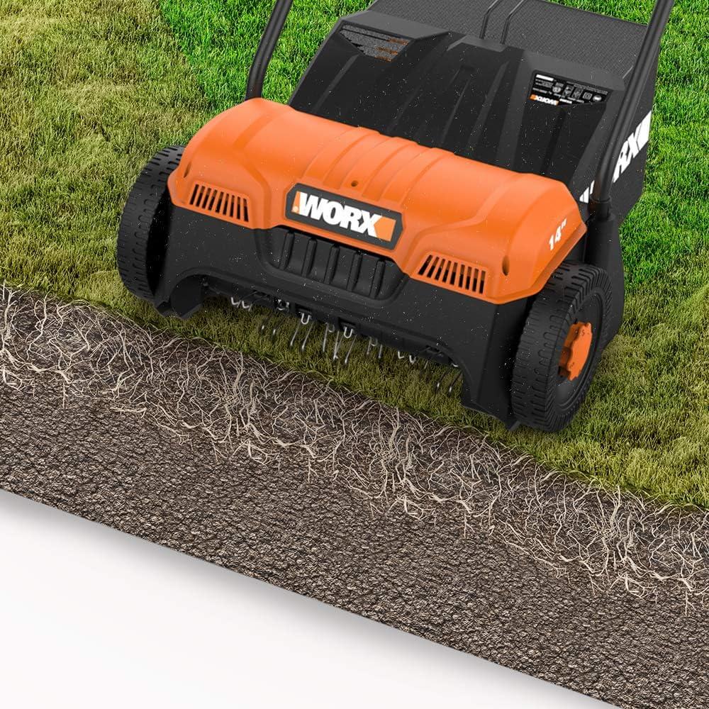 WORX WG850 12Ah Corded Lawn Dethatcher, Electric Scarifier