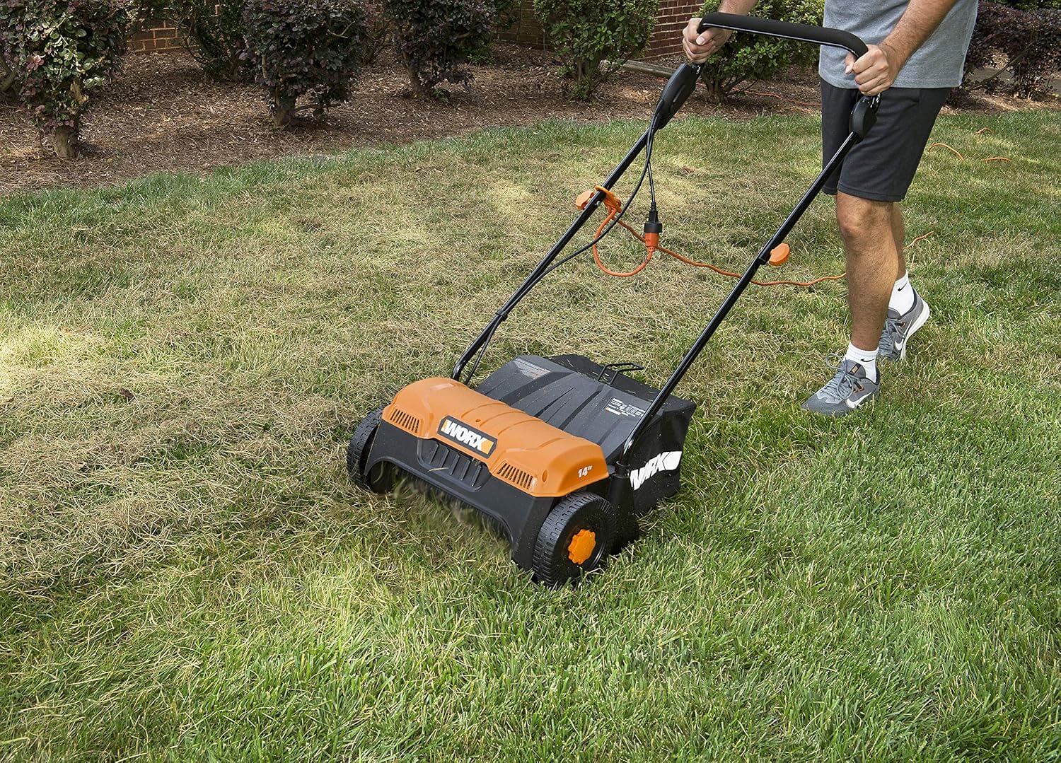 WORX WG850 12Ah Corded Lawn Dethatcher, Electric Scarifier