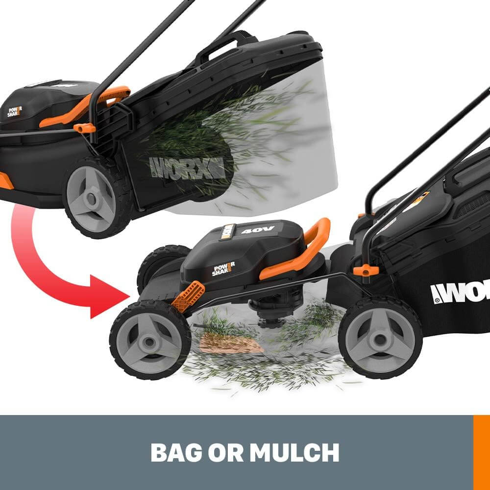 WORX WG911 17" Lawn Mower, 12" Grass Trimmer Combo
