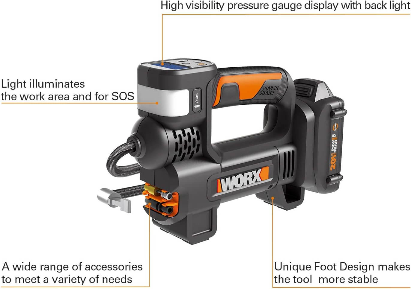 WORX WX092L 20V 2-In-1 Cordless Inflator