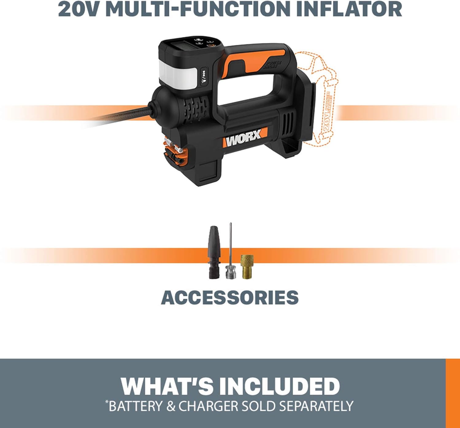 WORX WX092L 20V 2-In-1 Cordless Inflator