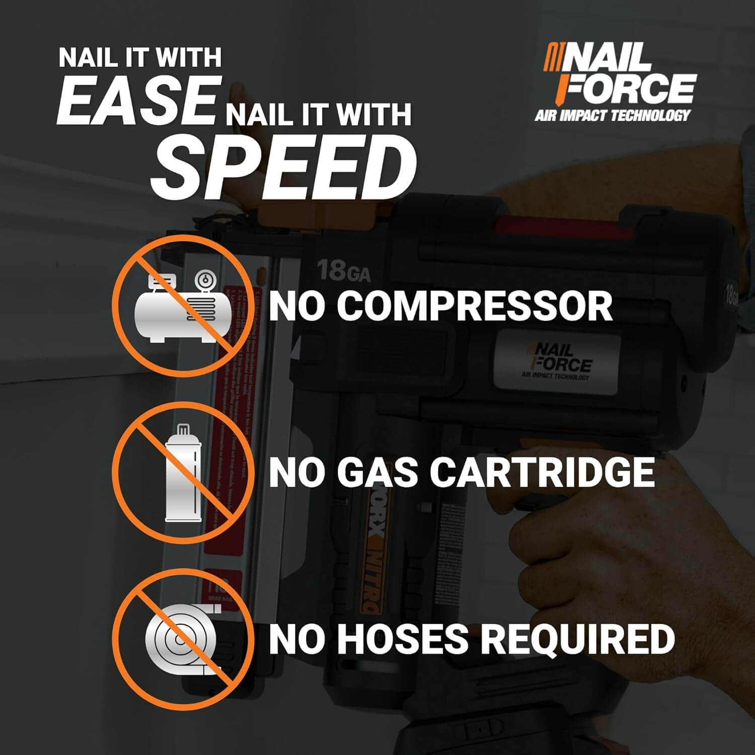 Worx Nitro 20V Cordless 18GA Brad Nail Gun, Power Share WX842L