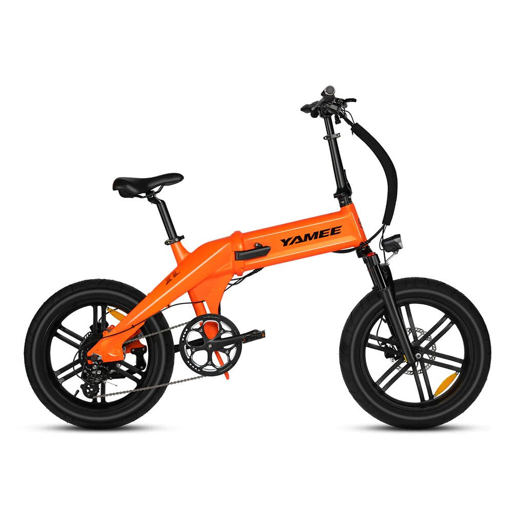 Yamee XL PLUS 750W 48V 8 Speed Folding Fat Tire Electric Bike Amber Orange Yamee XL PLUS 750W 48V 8 Speed Folding Fat Tire Electric Bike Amber Orange