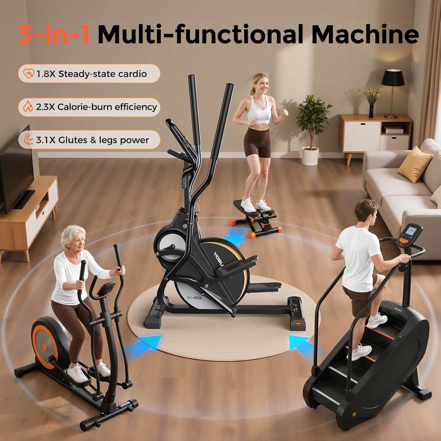 Yosuda DSJ-01 3-In-1 Elliptical Exercise Machine