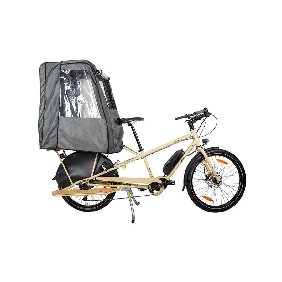 Yuba ECO POP TOP Canopy for Long Tail E-Bike, Mounted on Monkey Bars